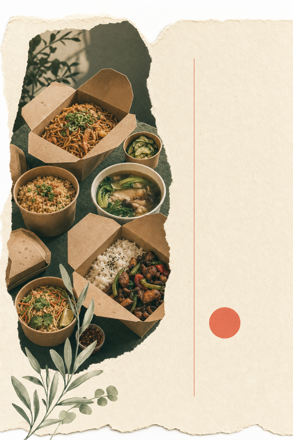 A table of open takeaway boxes and containers of food